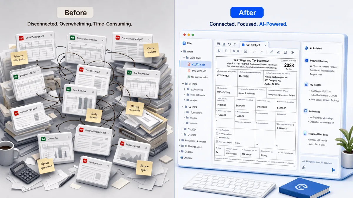 Accountant reviewing an AI-powered financial dashboard and signing a financial summary