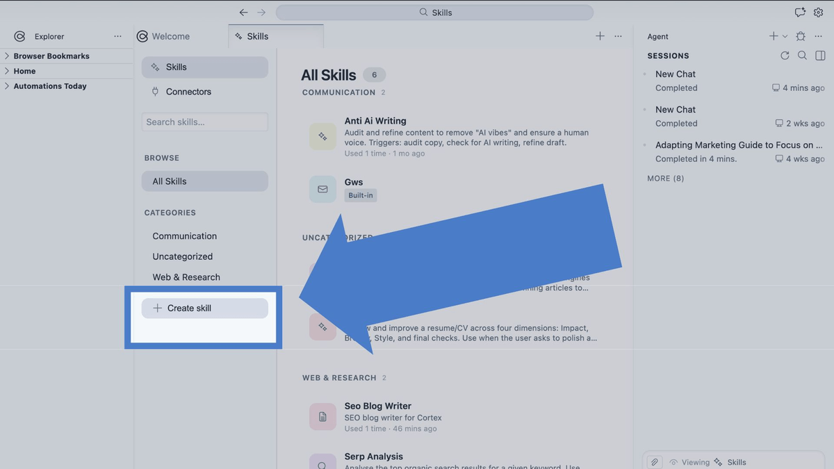 Create a skill interactively with Cortex