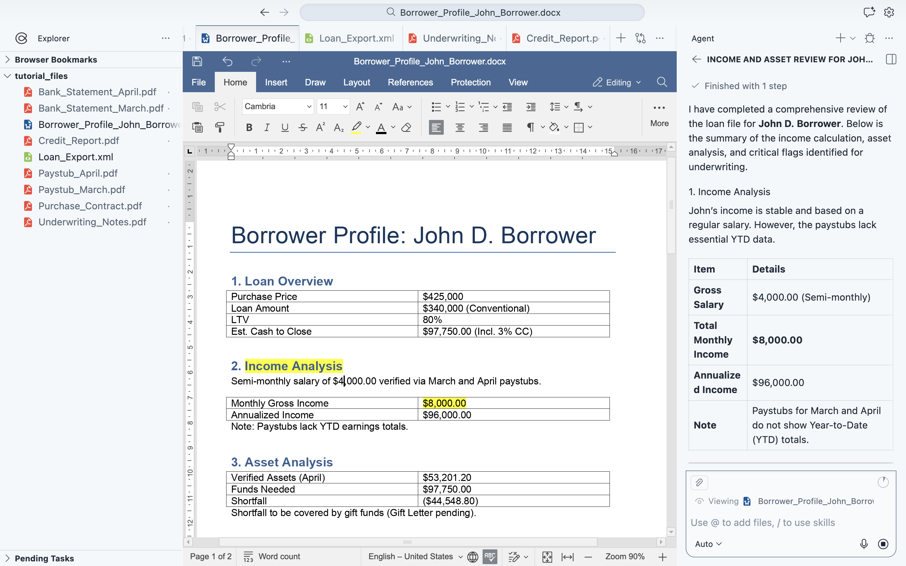 Process the entire loan file